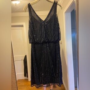 Adrianna Papell navy cocktail dress